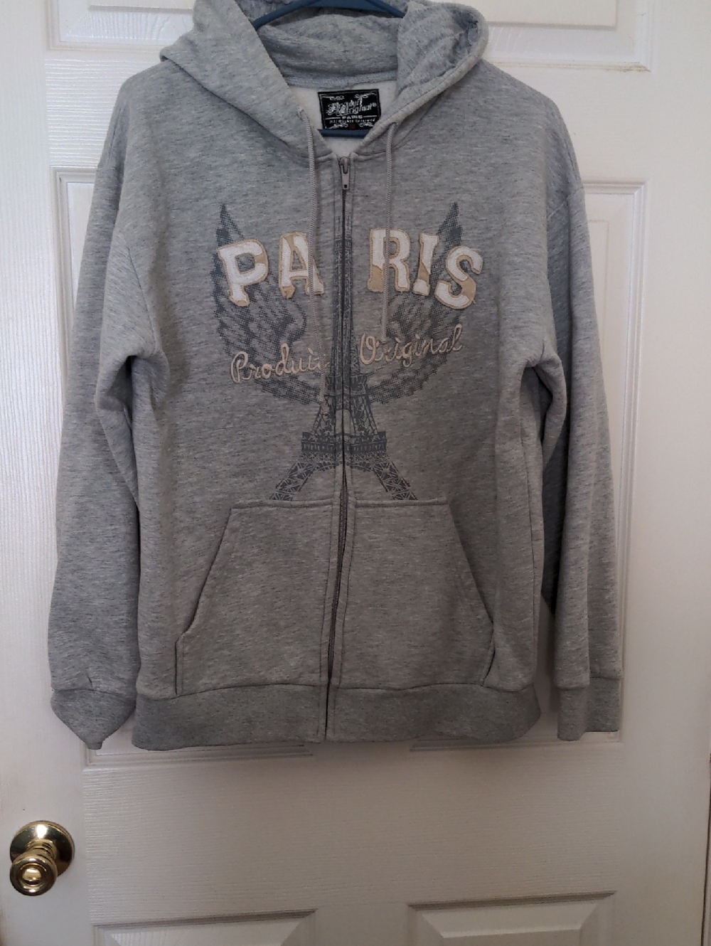 Aris Gray Paris Graphic Zip-Up Hoodie Sweater